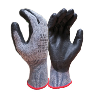 cut resistant glove with polyurethane palm finish safet supplies