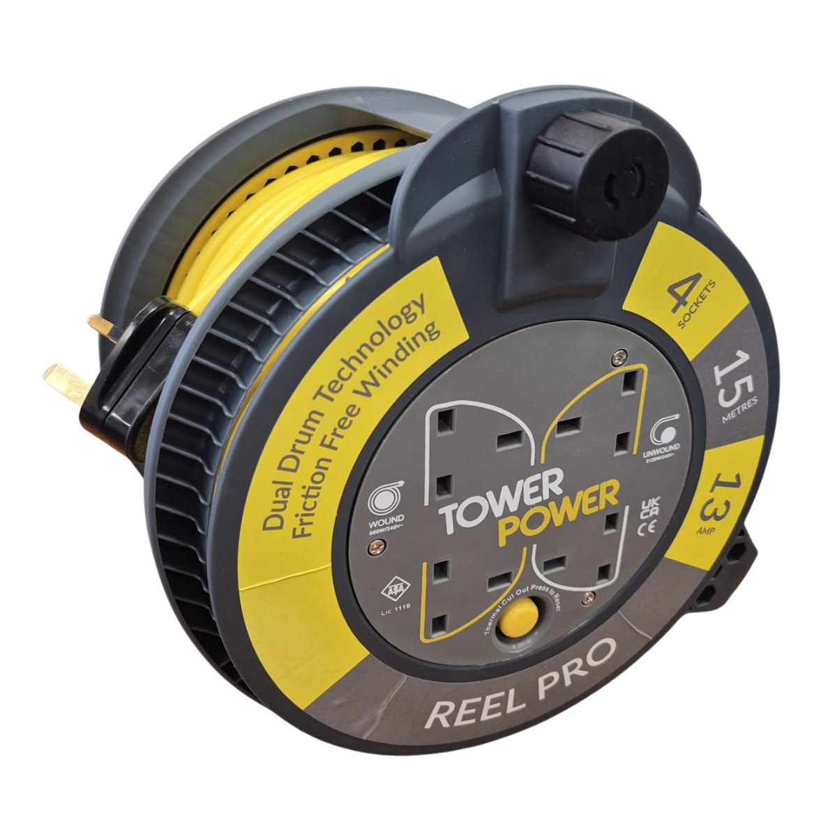 15m 4 Socket 13 Amp Power Reel Pro Case - Scaffolding Supplies | MPS Construction Supplies