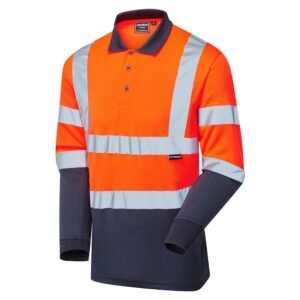 Supertouch Hi-Vis 2 Tone Long Sleeve Polo Shirt - Image 3